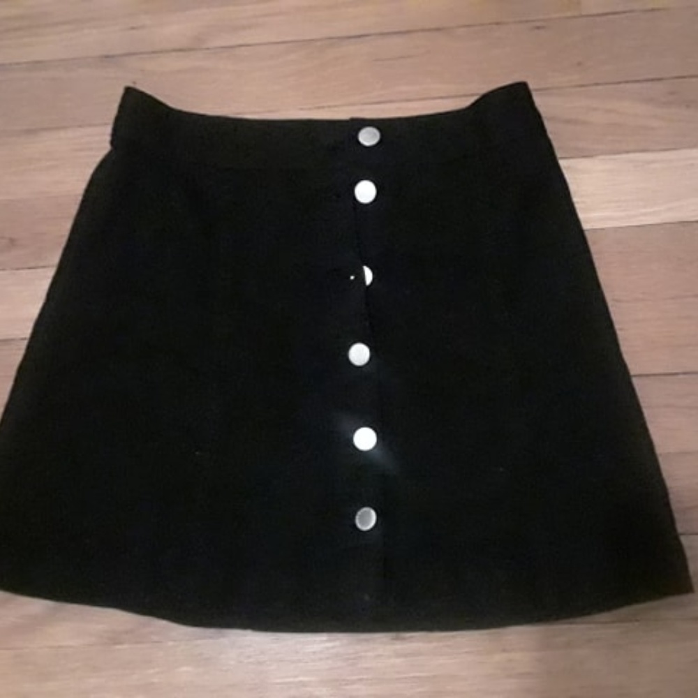 black h&m denim button up skirt